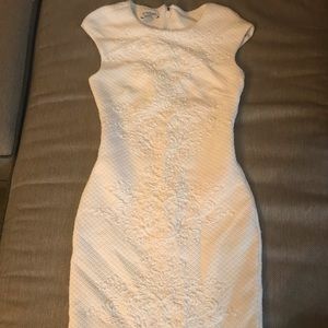 Bebe white jacquard texture dress